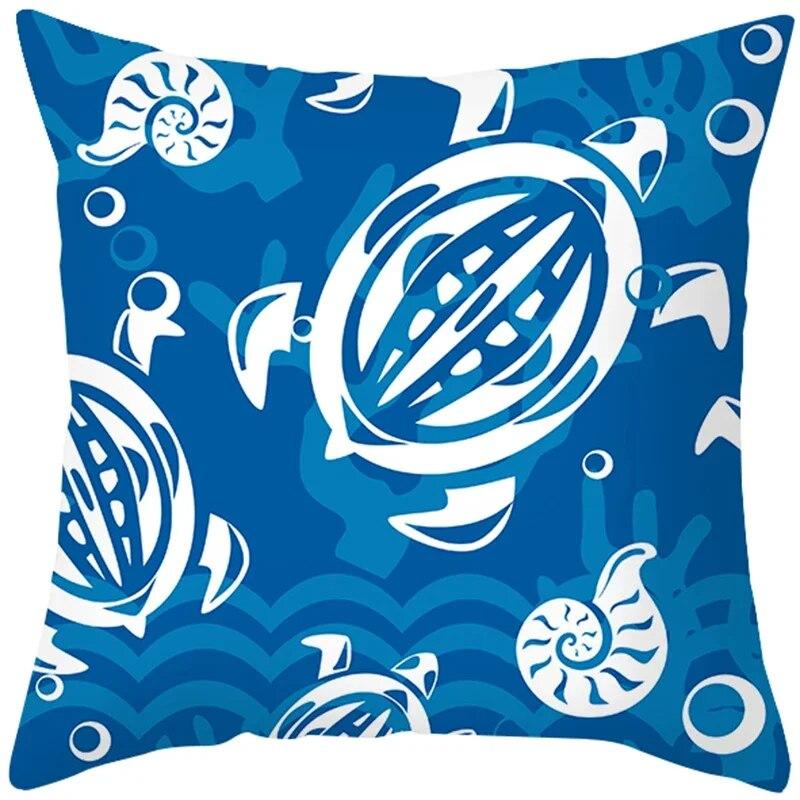 Sea Life Throw Pillow Office Sofa   Spring Home Decor Case Square Blue  Cushion Cover