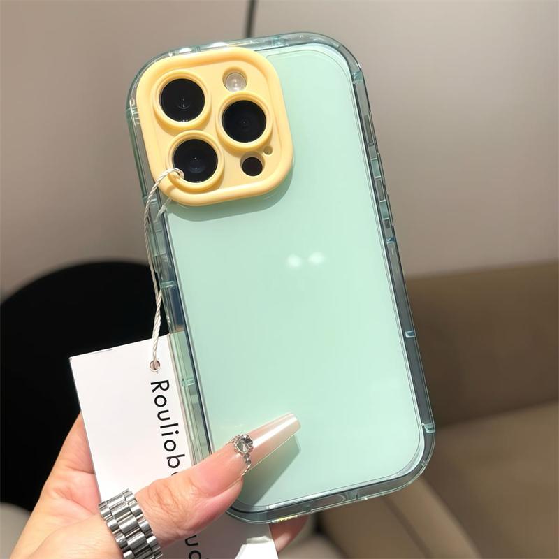 

Candy Hit Color Camera Protection Case for iPhone 16 15 14 13 12 11 Pro Max Plus Soft Silicone Airbag Shockproof Cover For iPhone 12