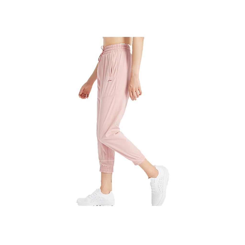 Li Ning Loose Fit Solid Color Sports Pants Women Bottoms Pink AYKQ202-2