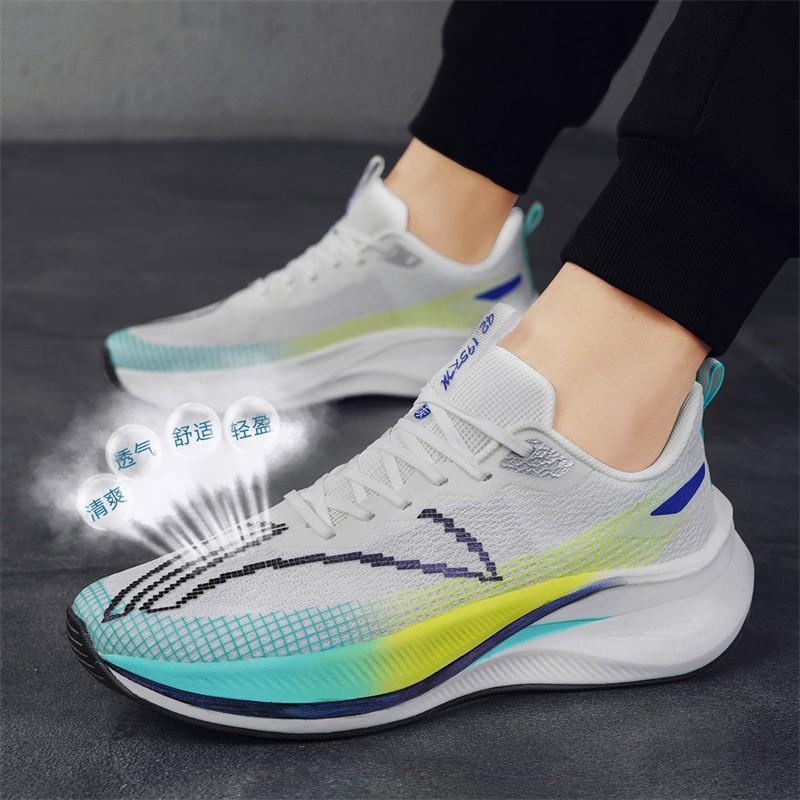 Lightweight Running Shoes Men Women Breathable Mesh Upper Carbon Plate Anti-Slip Sole Flexible Durable Road Track