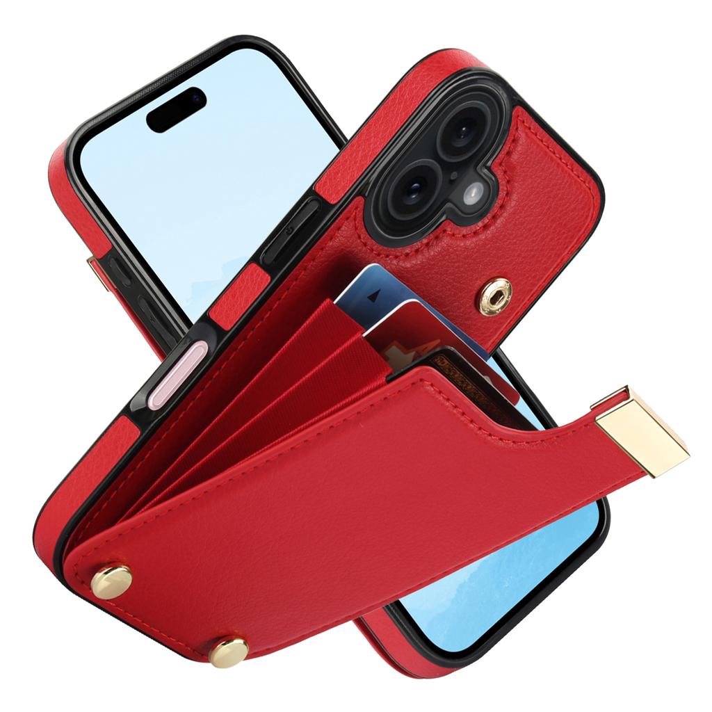 For iPhone 17 Case TPU + PU Leather Hardware Decor Phone Cover with Card Holder
