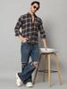 Bigreams Men's Yarn-Dyed 100% Cotton Slim Fit Checkered Flannel Shirt For Full Sleeve Shirt