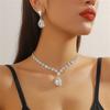 Colorful Crystal Water Drop Necklace & Earring Set for Women - Wedding & Party Jewelry (3 Pcs)