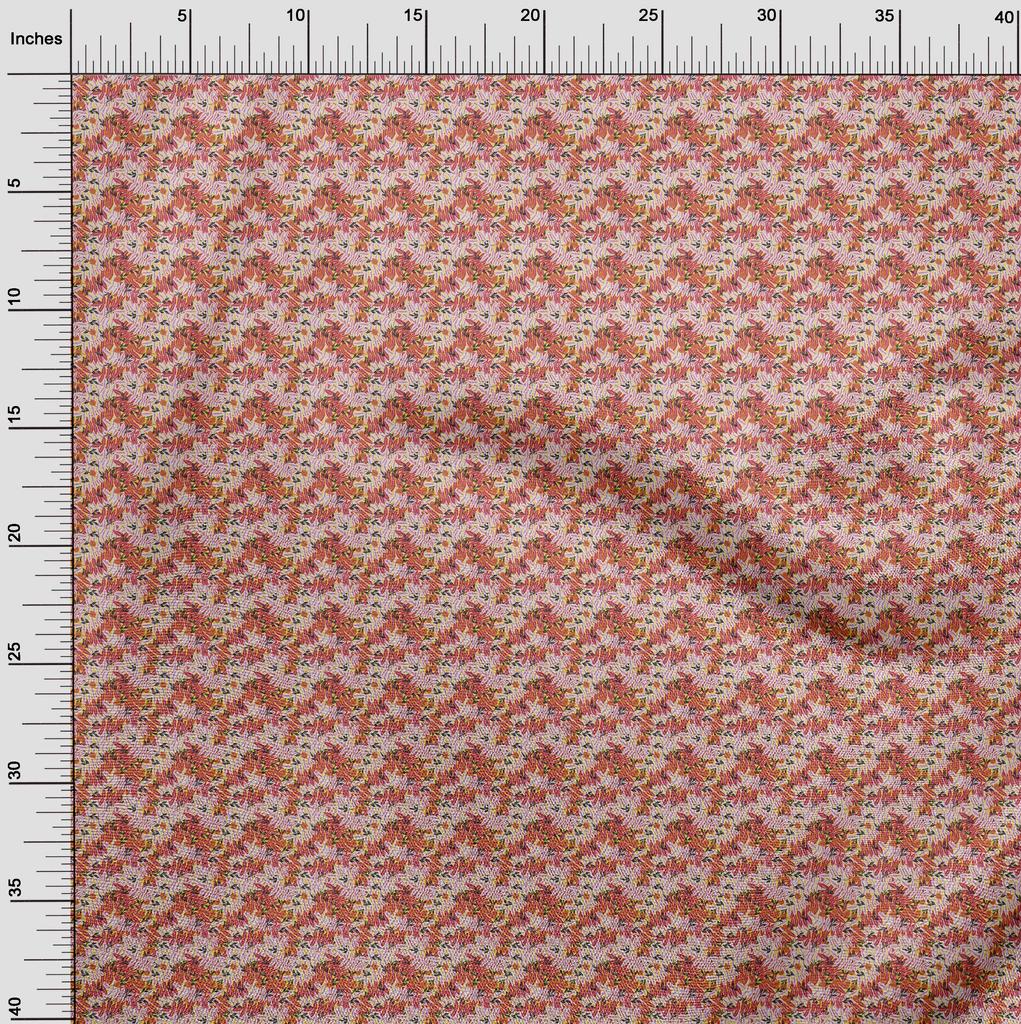 oneOone Cotton Flex Maroon Fabric Leaves Diy Clothing Quilting Fabric Print Fabric By Yard 40 Inch