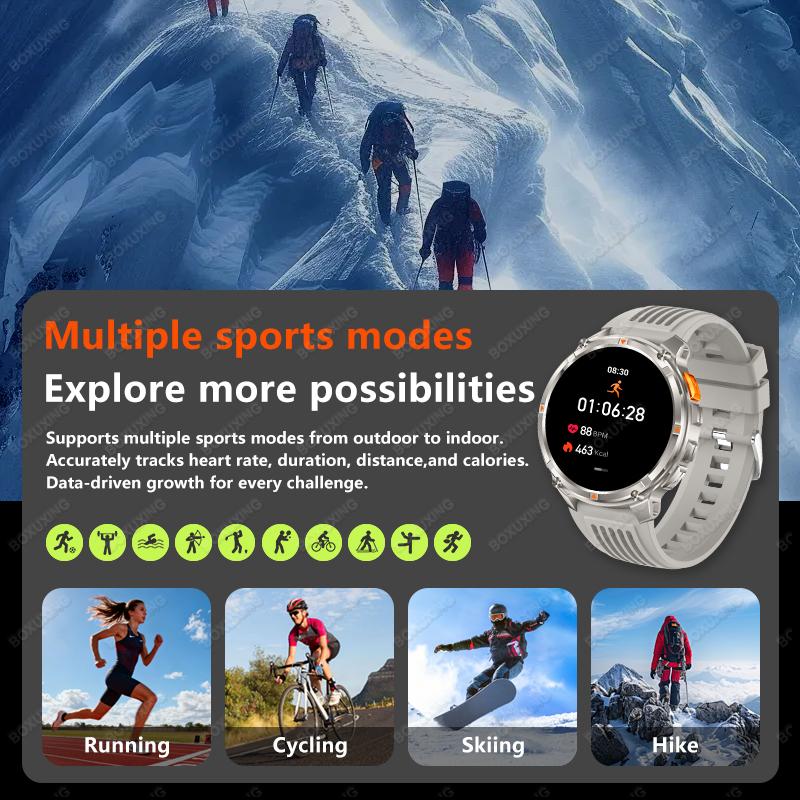 New T-Rex3 Ultra Men SmartWatch 1100mAh Battery Compass LED Flashlight Heart Rate Sports Track IP68 Waterproof Smartwatches