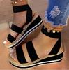 Womens Flat Comfortable Elastic Band  Strap Wedge Open Toe Platform Sandals