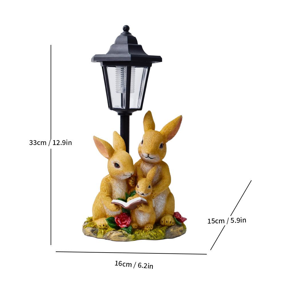 

JYL TS/040,Three Member Rabbit Family Resin Solar Outdoor Light Animal Statue for Garden Path Decor One Size кадет серый