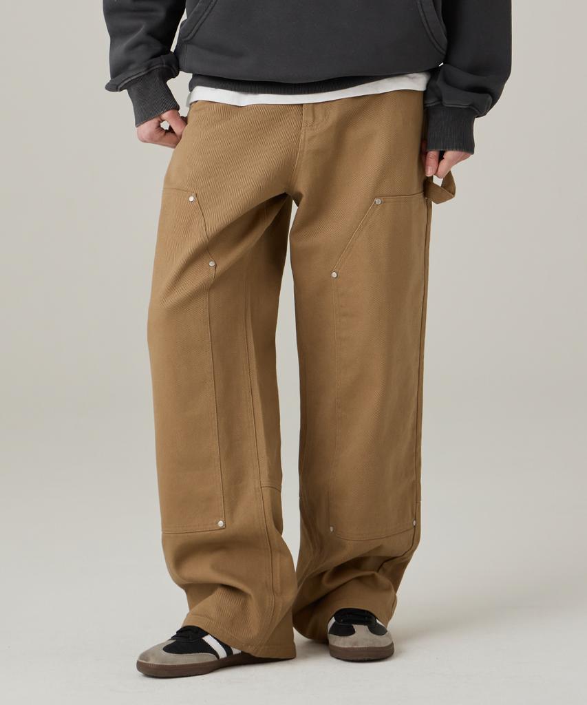 URBANAGE Cotton Carpenter Wide Pants Brown