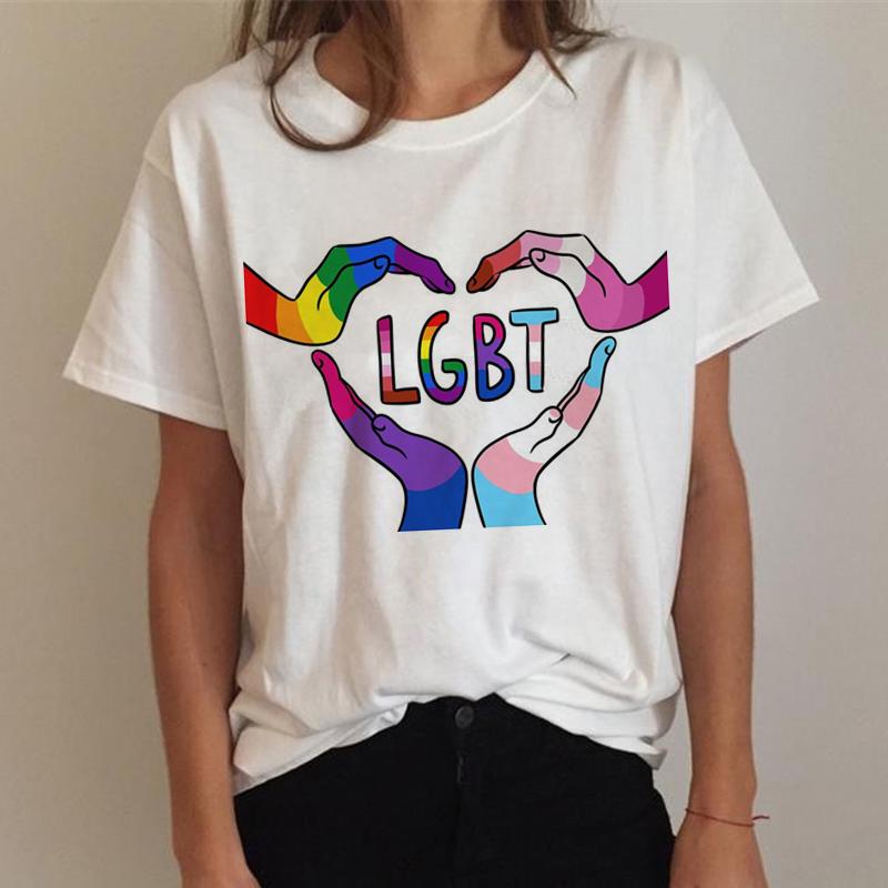 Camiseta feminina topos lgbt t camisa do orgulho gay lésbica arco-íris camiseta harajuku camiseta ullzang engraçado tshirt 90s topos roupas