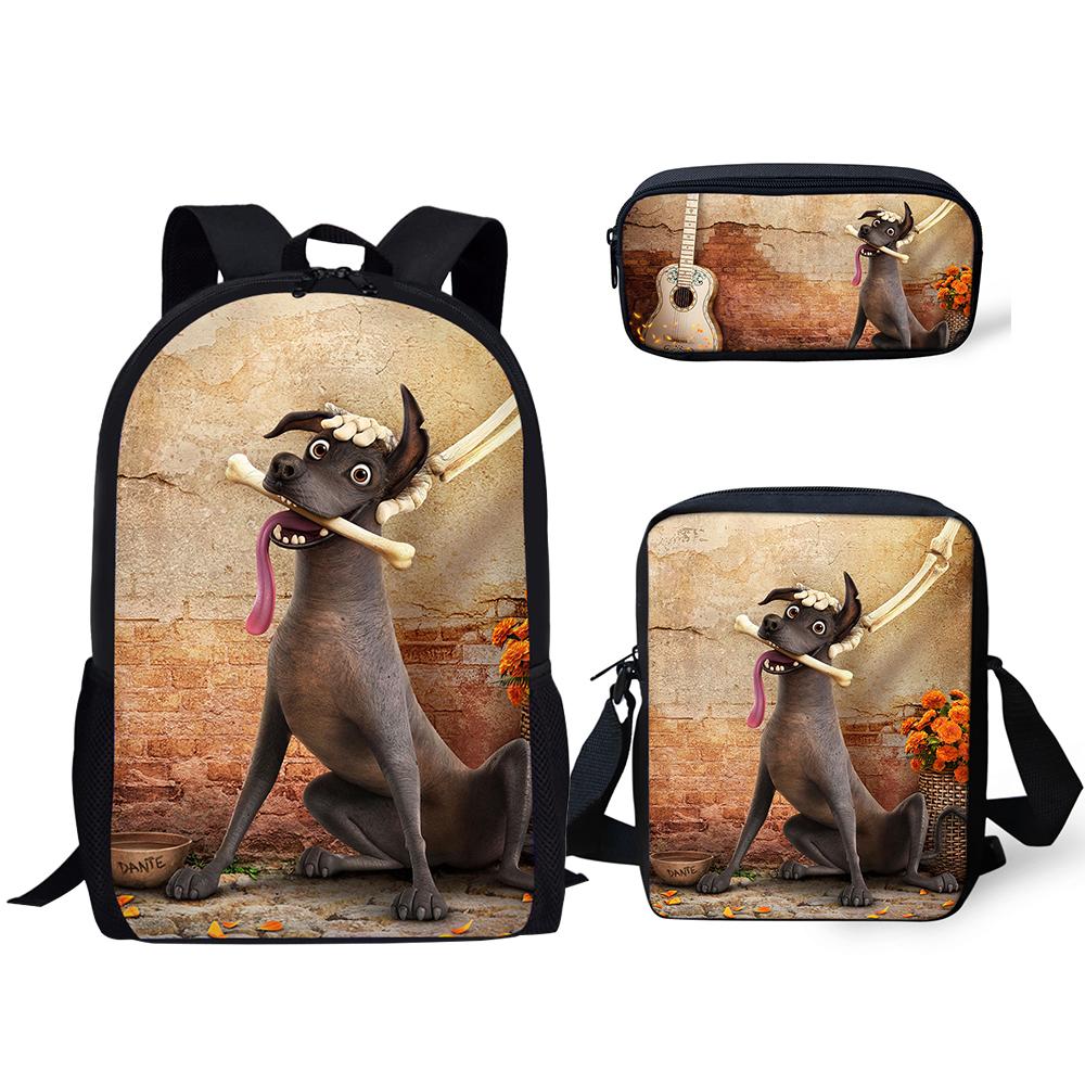 Popular COCO Music Skull Pattern 3D Print 3pcs/Set pupil School Bags Laptop Daypack Backpack Inclined shoulder bag Pencil Case