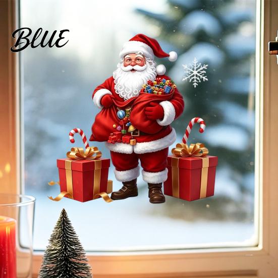 Christmas Gift Ideas Santa Claus Window Static Sticker Reusable Waterproof PVC Decal Decorative Wall Decals HD Printing Clings for Home Glass Doors