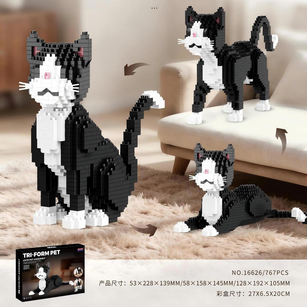 Lifelike Pet Sculpture DIY Brick Craft Set Cat Dog Multi Posture Living Room Table Decor Unique Handcraft Gift For Animal Fans