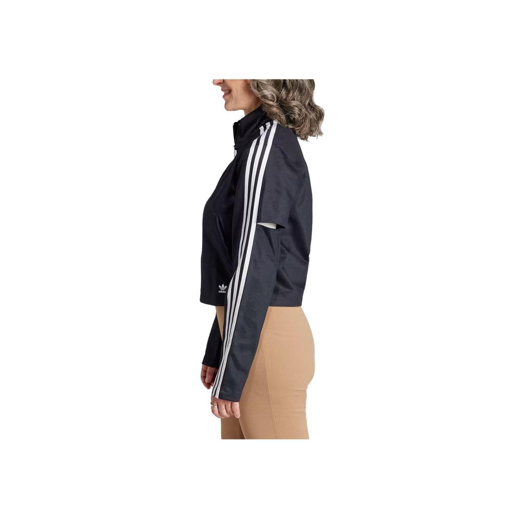 Adidas Originals Striped Print High Neck Full Zip Long Sleeve Jacket Women Jacket Black IM4326