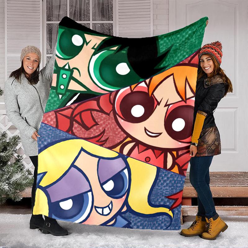 1PC The Powerpuff Girls printed blanket, all season lightweight home office outdoor nap multifunctional blanket A9