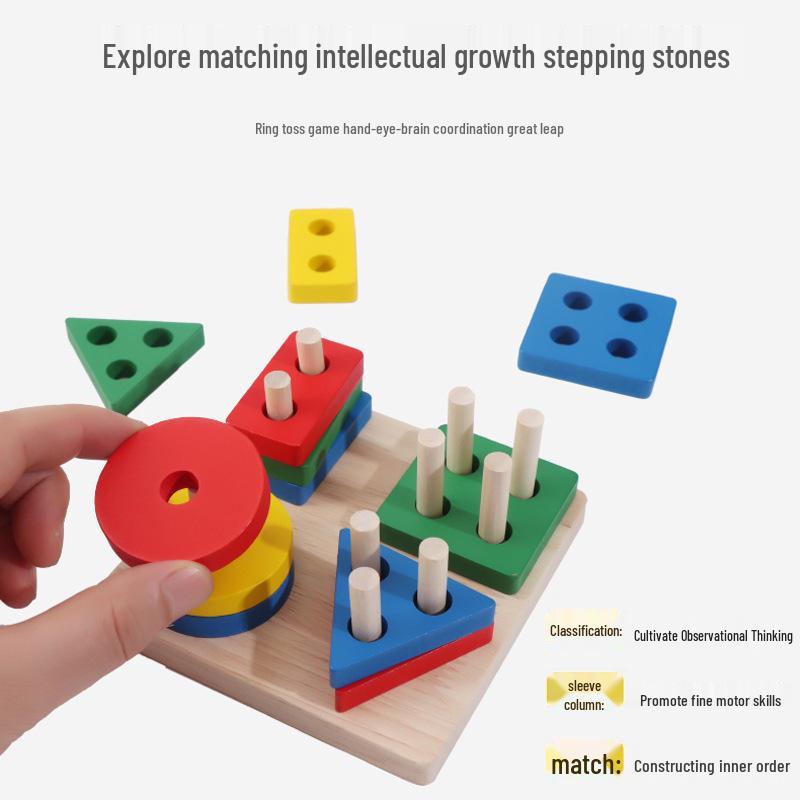 Montessori Geometric Stacking Rings & Shape Matching Toys for Toddlers