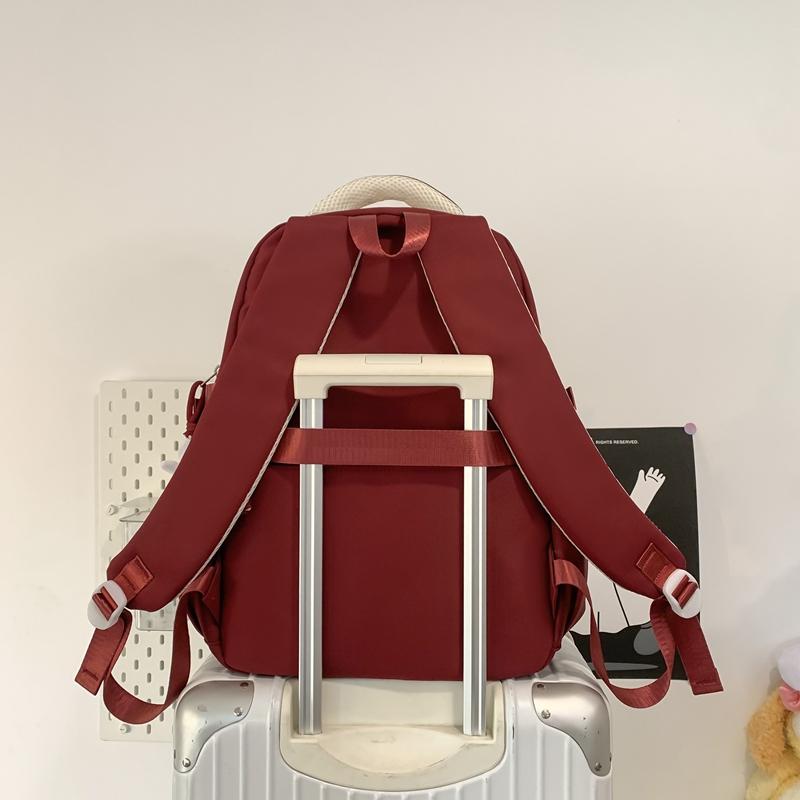 Student Grade 3-6 Schoolbag Women's Large Capacity Cartoon Backpack Campus Color Block Backpack