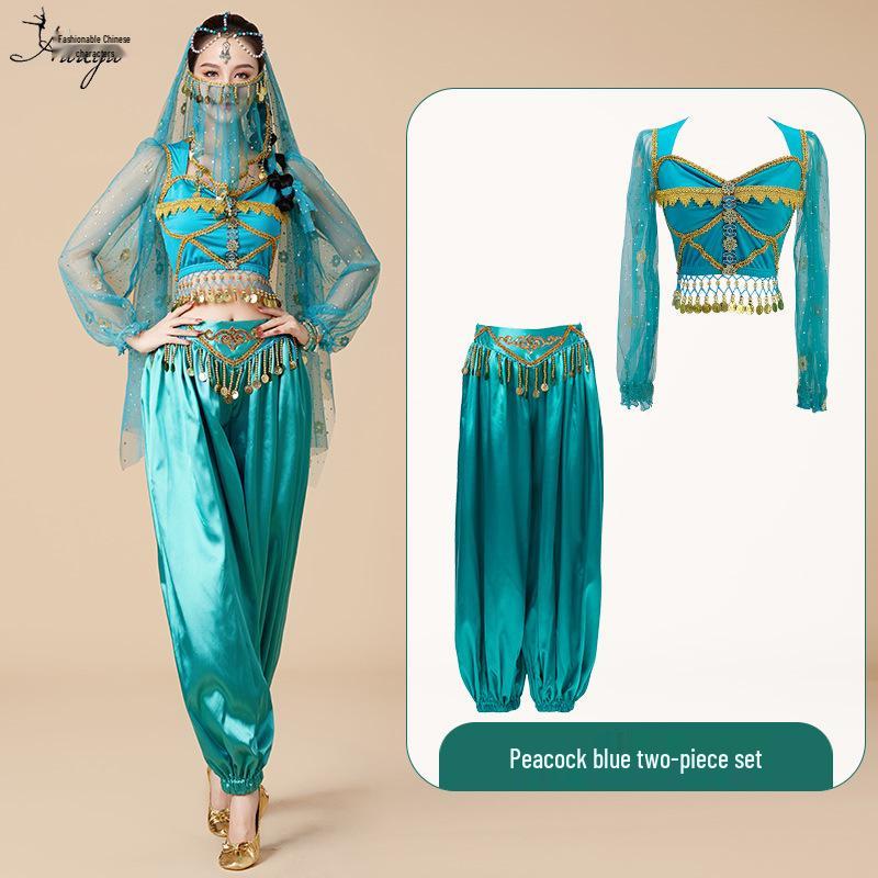Halloween Princess Jasmine Cosplay Costume: Belly Dance & Stage Performance Set