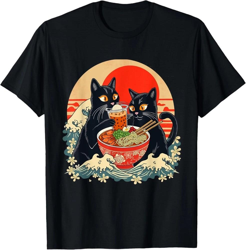 Cat Eating Ramen Boba Tea Bubble Tea  S-5XL Unisex T-Shirt M