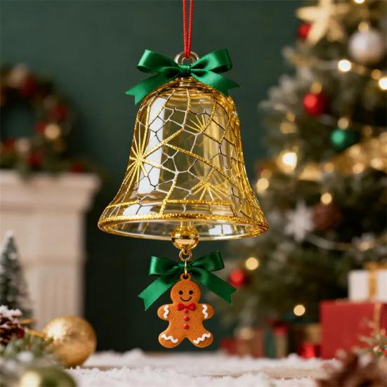 Christmas Bell Ornaments Xmas Tree Hanging Jingle Bell with Santa Claus/Elk/Penguin Ornaments for Holiday