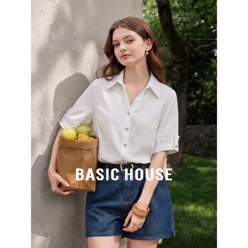 Basic House Women s Short Sleeve Commuter Shirt