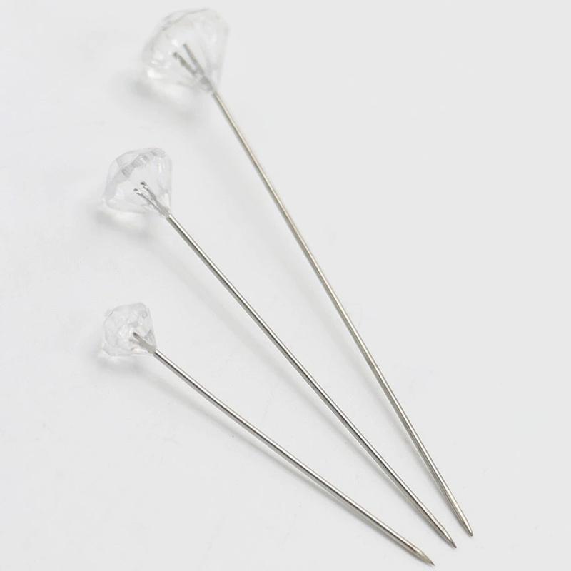 50/100Pcs Diamond Bouquet Corsages Pins Flower Crystal Rhinestones Floral Positioning Pins For Wedding Bridal Bouquets