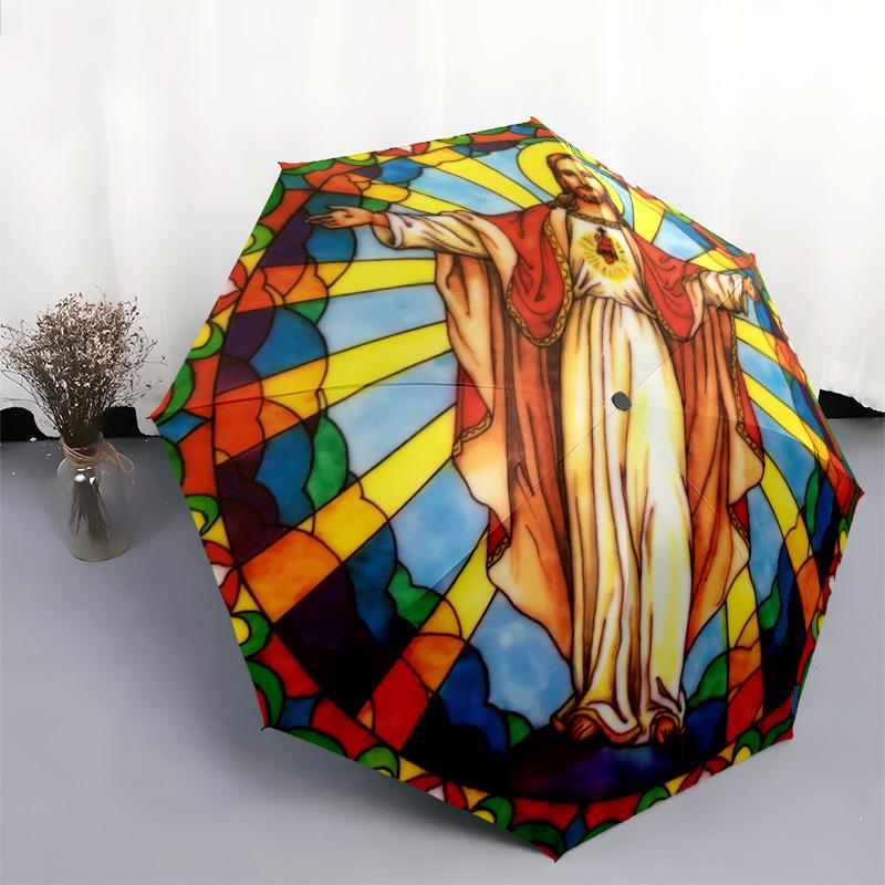 1Pc Jesus Automatic Umbrella - Suitable Travel Outdoor Portable Umbrella Birthday Gift Daily Essentials