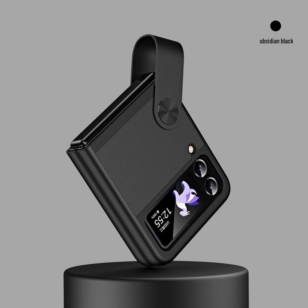 Ręczne skórzane etui Samsung Z Flip7/6/5 z paskiem na nadgarstek i podstawką do składanego ekranu