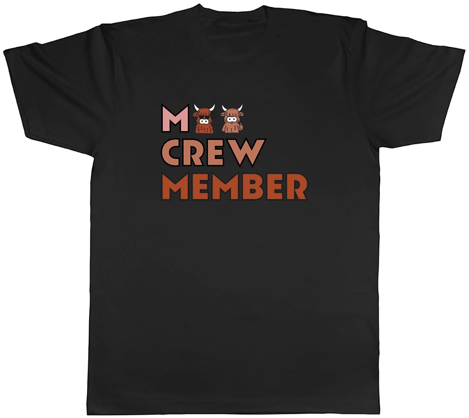 Funny Highland Cow Moo Crew Member Mens T-Shirt Tee Gift Top M