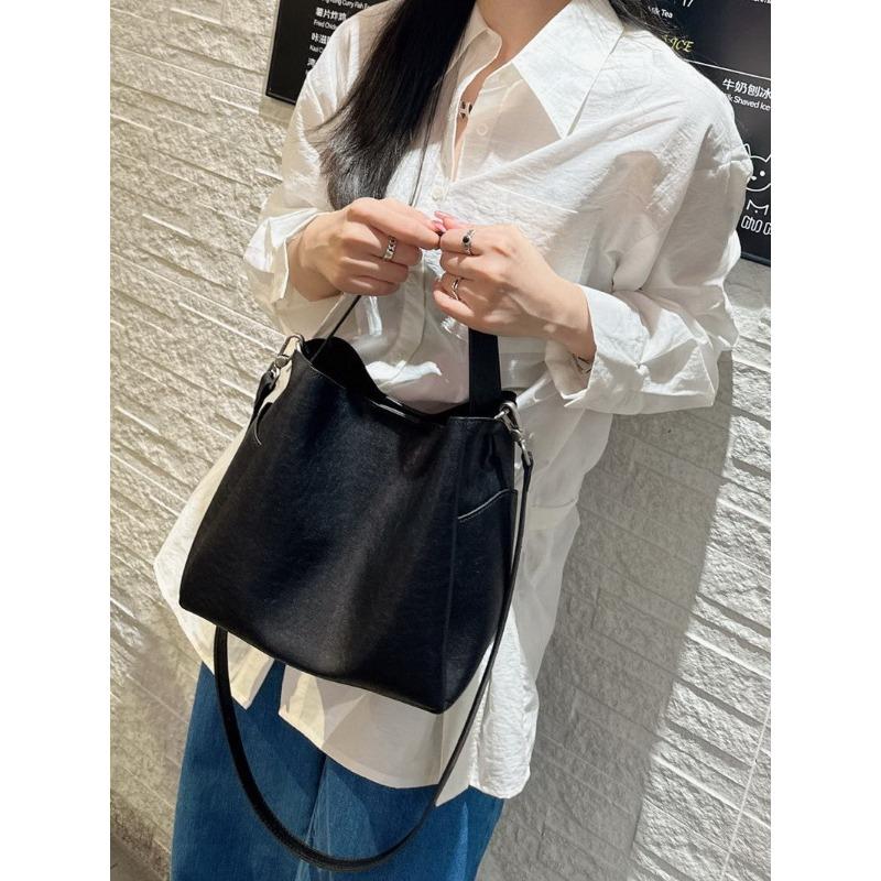New cowhide leather premium feeling bucket bag tote bag underarm bag shoulder crossbody handbag bag women's bag