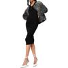Armani Exchange Solid Color Casual V-Neck Long Sleeve Dress Women Dresses Black 3RYA91-YJDWZ-1200