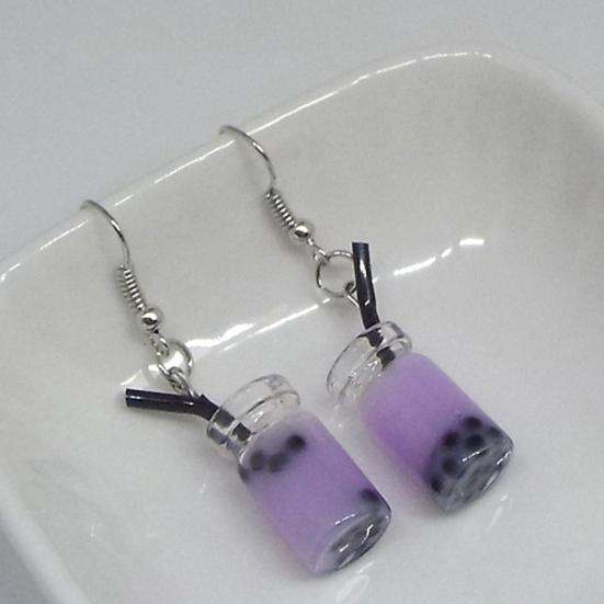 Hooks Earrings Bubble Tea Long Dangle Women Drink Drop Earrings Jewelry for Party