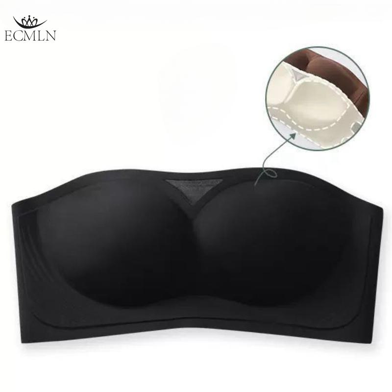 

Бюстгальтер без бретелек Бесшовный бюстгальтер пуш-ап Антипровисающий без стальных колец Нижнее белье Удобный дышащий бюстгальтер M чёрный