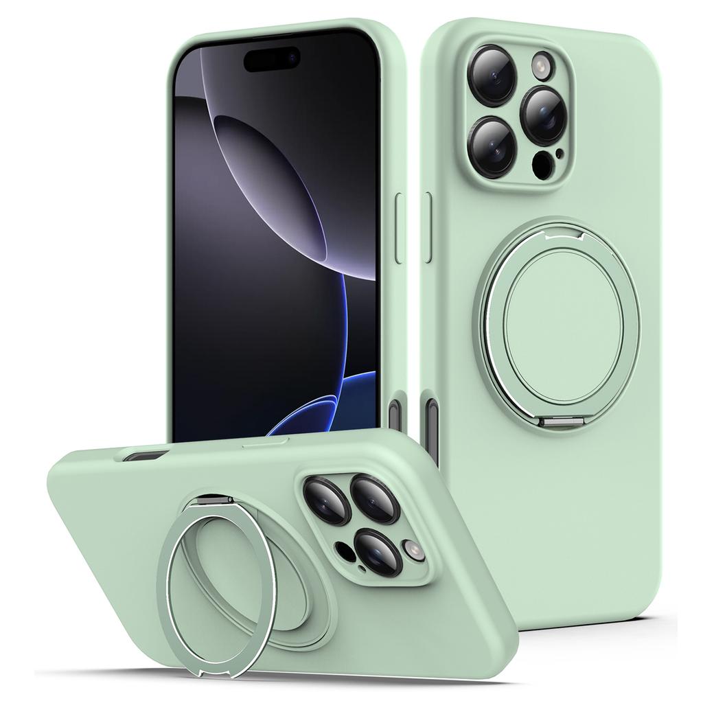 For iPhone 16 Pro Max Case Compatible with MagSafe Rotating Metal Kickstand PC + Silicone Phone Cover