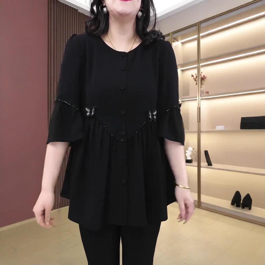 2025 European Style Chiffon A-Line Plus Size Slimming Top for Women
