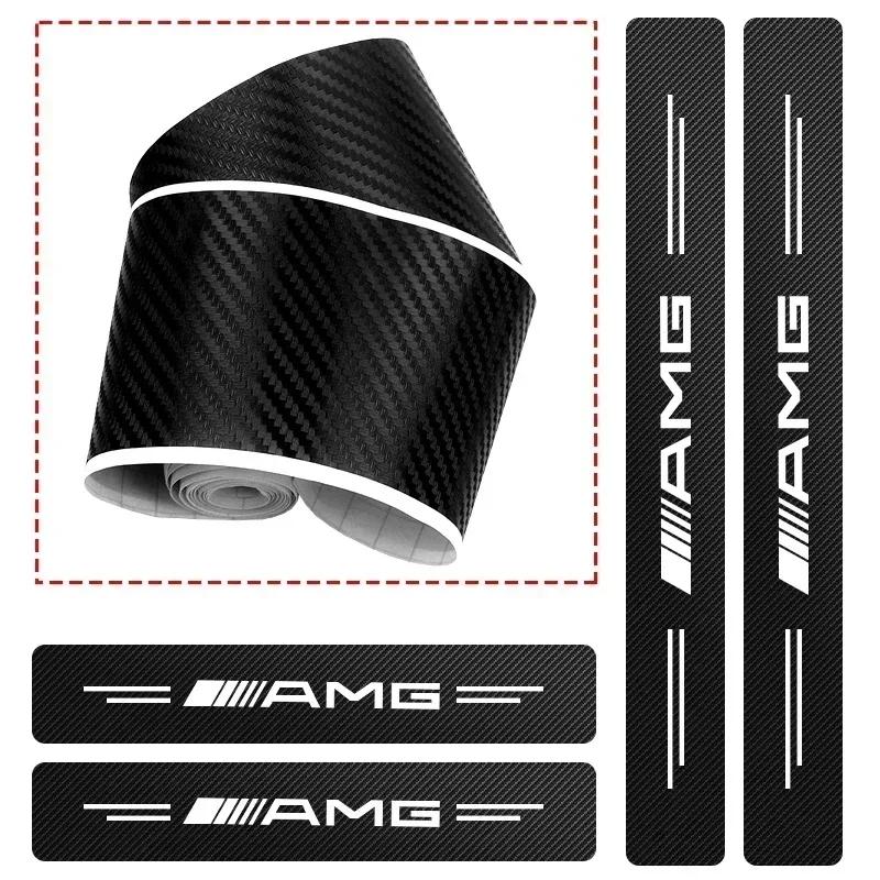 4PCS Carbon Fiber Car Sticker Auto Door Threshold Waterproof stickers For Mercedes Benz AMG GLE GLS CLS GLC CLA GLA Accessories OM8