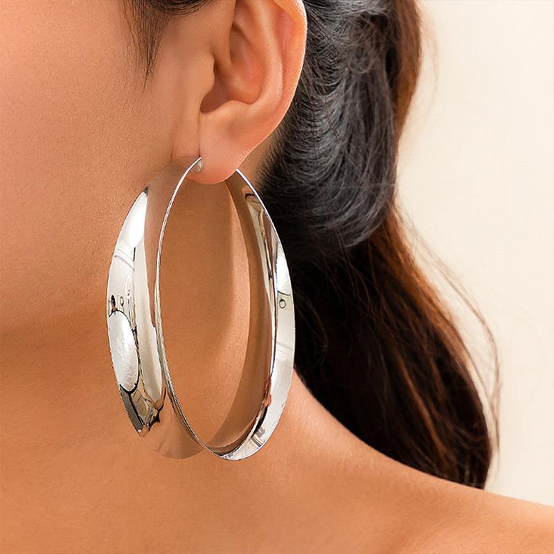 1Pcs Women Fashion Circle Shape Ear Rings Ladies Jewelry Gifts Festival  Exaggerated Big Hollow Out Round Hoop Earrings