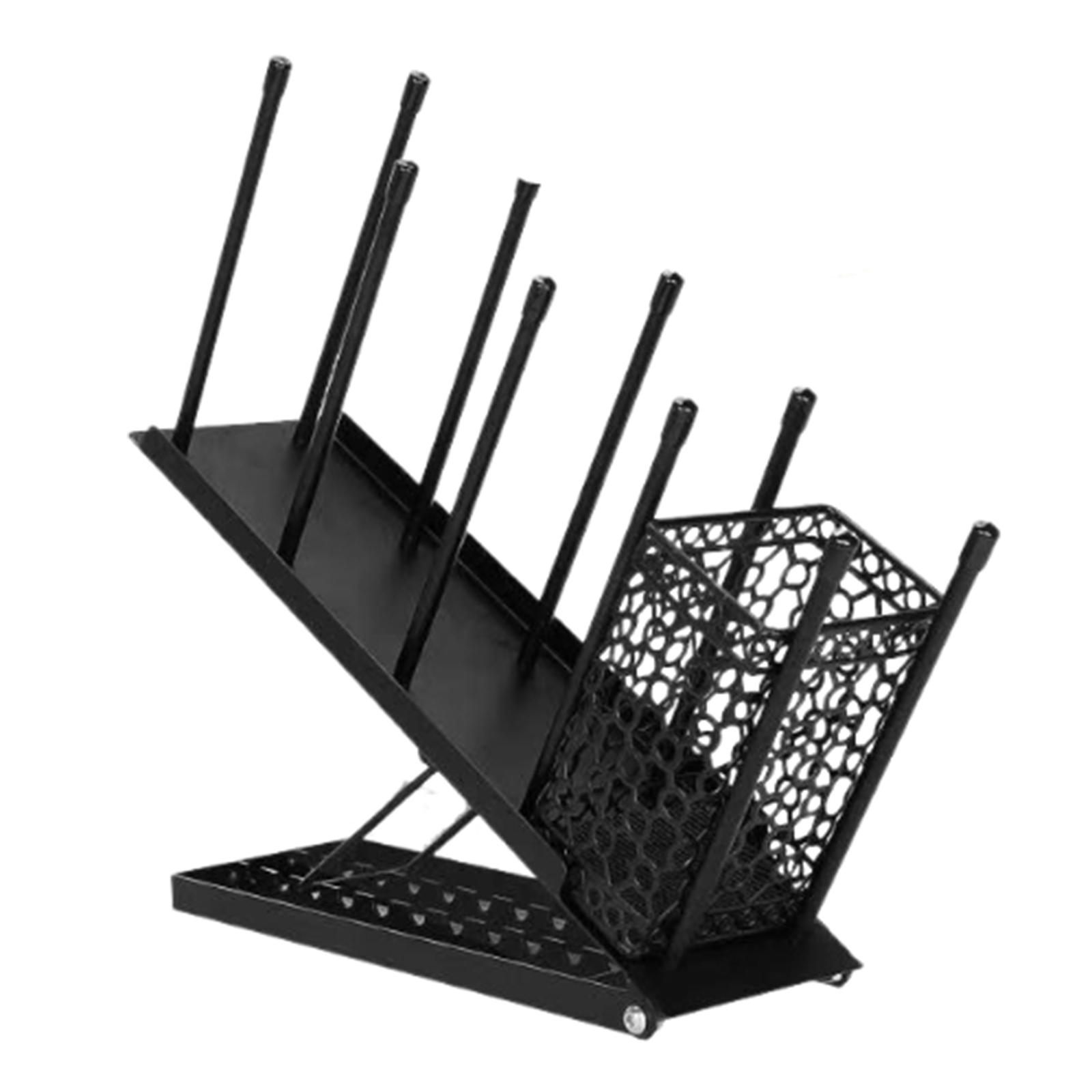 

4 Compartment Adjustable Coffee Cup Holder Organizer with Mesh Baske Coffee Cup Dispenser Coffee Mug Holder for Coffee&Breakroom чорний