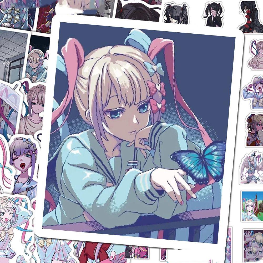 65Pcs Cartoon Kangel Stickers Anime Needy Girl Overdose DIY Stickers Scrapbooking Phone Luggage Skateboard Waterproof Decals