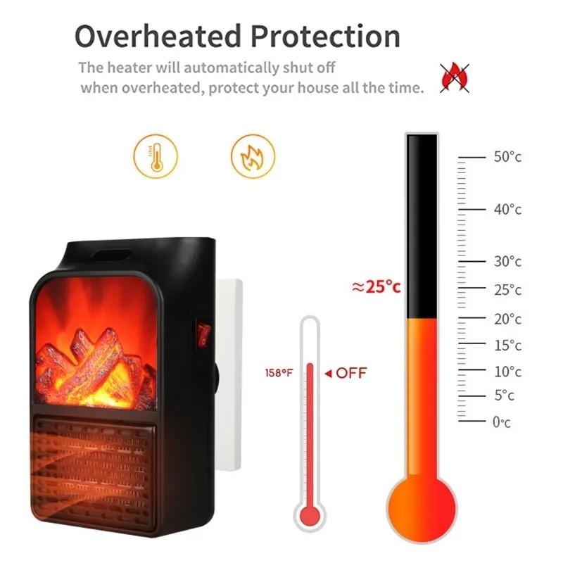 Portable Space Heater Electric Heater Heating for Room 3D Flame Mini Heating Fans Remote Control Wall Mounted Heating 110V/220V