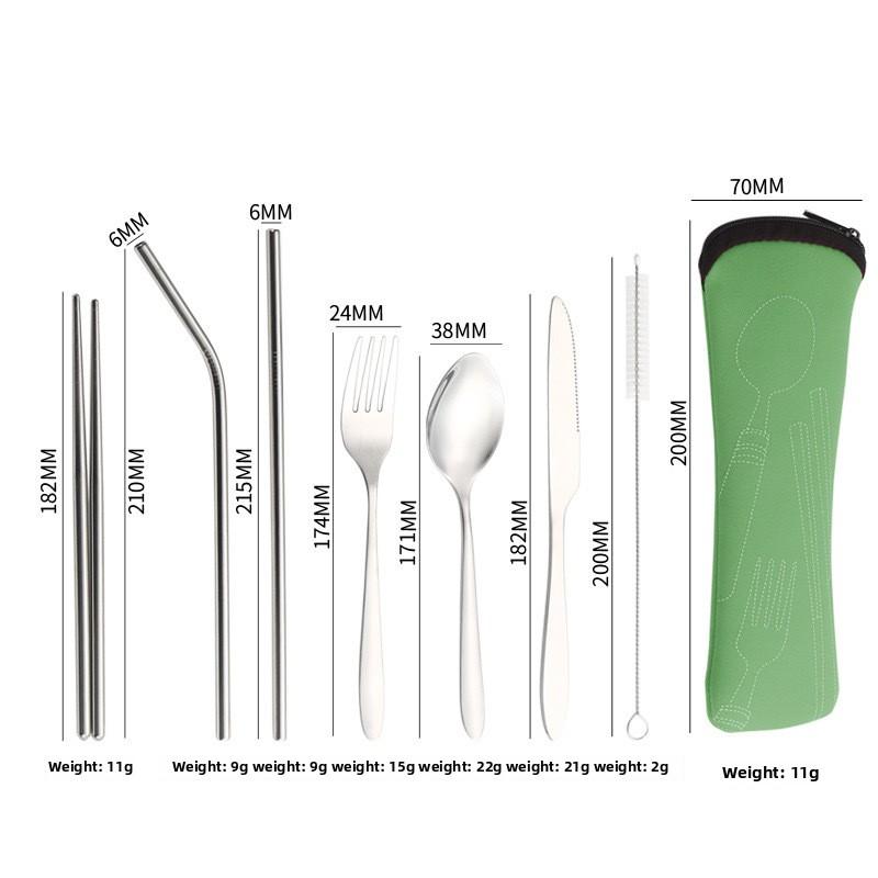 Stainless Steel Tableware Set of Knives, Forks and Spoons, Spoons and Chopsticks, Student Outdoor Portable Tableware Set