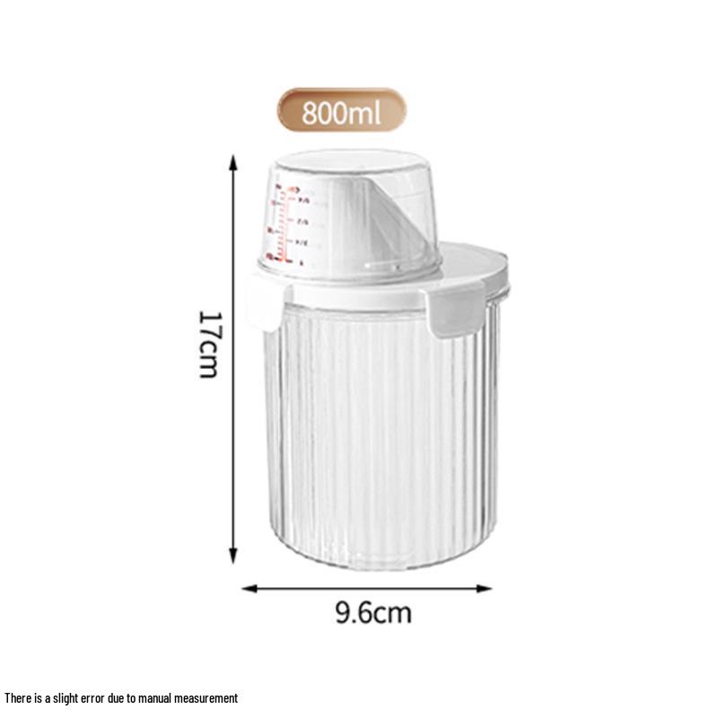 

Большой контейнер для хранения корма для домашних животных и диспенсер для стирального порошка с мерным стаканом - Утолщенный, герметичный, высокой вместимости