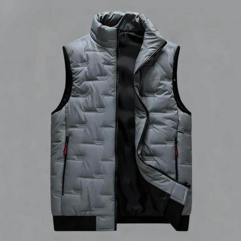 Autumn Winter Popular Men's Casual Plus Size Vest Stand Up Collar Windproof and Warm and Plush Sleeveless Cotton Jacket  Outdoor