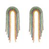 Luxury Trendy Rainbow Tassel Claw Diamond Earrings Womens Super Flash Dinner Colorful Rhinestone Stud Earrings Elegant Jewelry