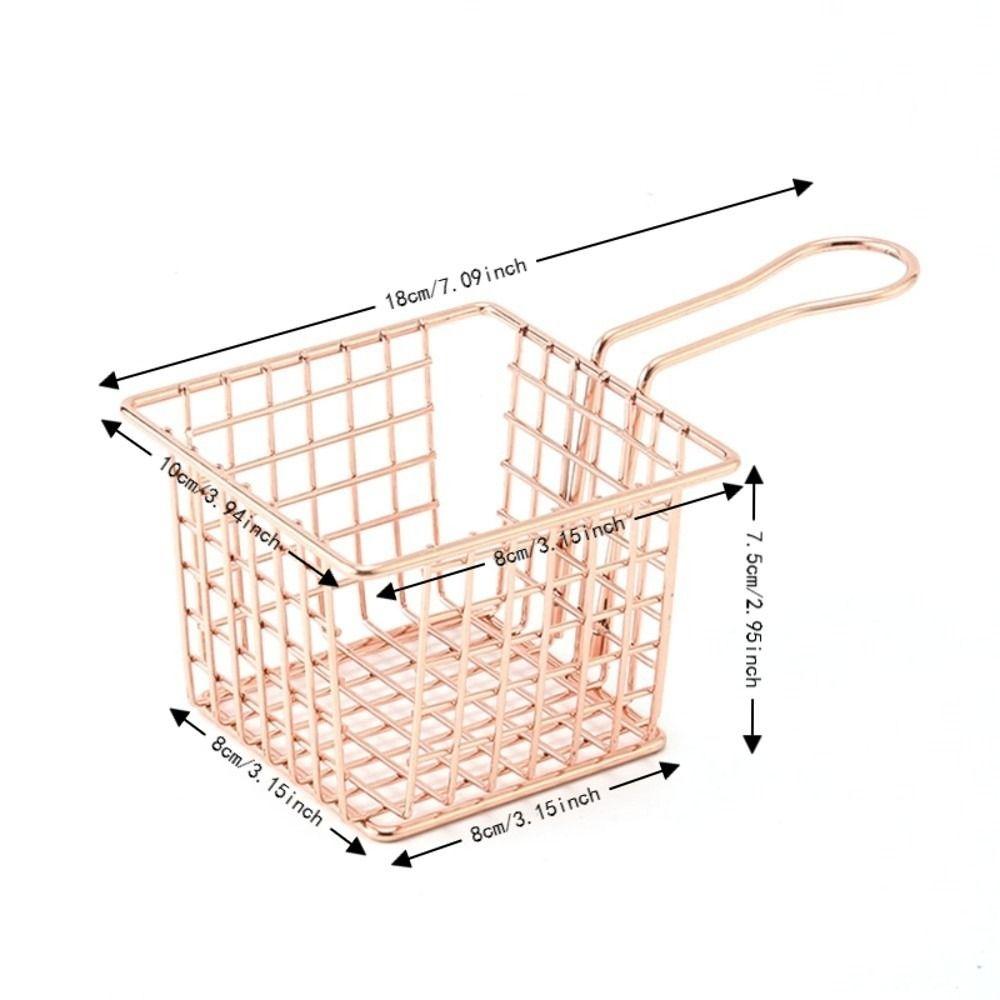 Square Shape Fryer Basket Silver Rose Gold Gold Frying Strainer French Fry Holder Cooking Frying