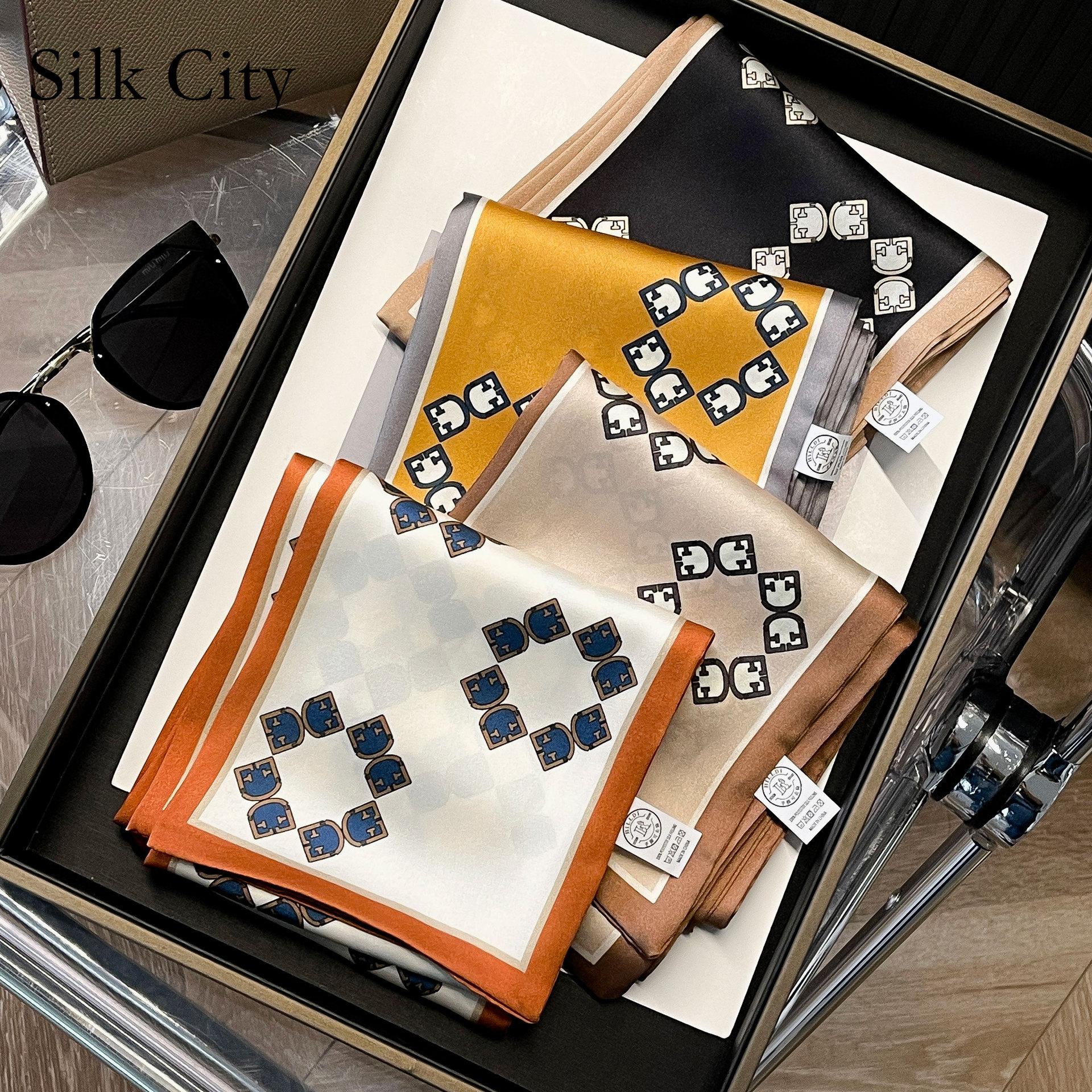 

Высококачественные роскошные шелковые шарфы, повязка на голову, шарфы, шейный шарф для женщин, шелковый шарф с цепочкой, женская декоративная шаль