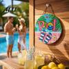 Beach House Decoration Summer Pool Wooden Hanging Sign, Weather Resistant Solid Wood Plaque with Sign Hemp Rope for Outdoor Party And Swimming Decor