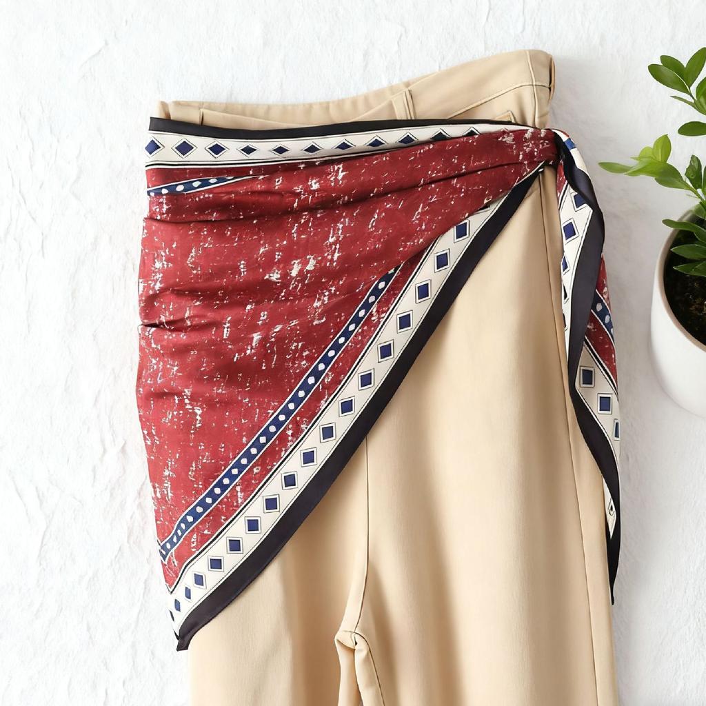Spring and summer printed skirt women's triangle towel skirt curtain decorative belt towel stacked short skirt fart curtain new fashion