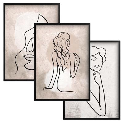 Wall Paintings Posters In Black Frame Set for Bedroom Abstraction