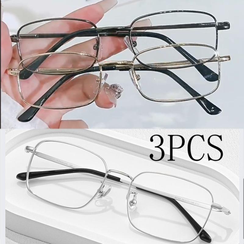 

3Pcs Luxury Metal Square Myopia Glasseswomen Men Anti Blue Light Near Sight Eyeglasses Ultralight Minus Sight Eyewear +4.0