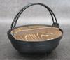 Asahi Iwate Prefecture Traditional Craftsmanship Nanbu Iron Irori Pot 27 with Two Handles and Wooden Lid and IH Commercial Use (2.8L Capacity) (Gas